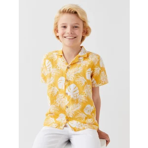 LCW Kids Sari Desenli Keten Karışımlı Erkek Çocuk Gömlek