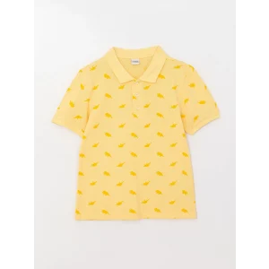 LCW Kids Sari Polo Yaka Baskılı Kısa Kollu Erkek Çocuk Tişört