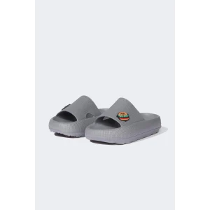 Defacto C2774 Gri Erkek Çocuk Aplike Tırtıklı Taban Cırt Cırtlı Eva Sandalet