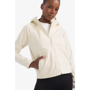 Defacto D6088 Bej DeFactoFit Su İtici Regular Fit Kapüşonlu Fermuarlı Softshell Mont