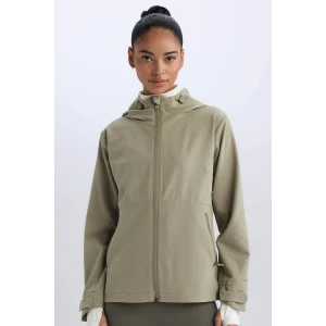 Defacto D6084 Haki DeFactoFit Su İtici Kapüşonlu Fermuarlı Esnek Dokulu Mevsimlik Baharlık Mont