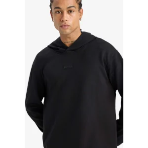 Defacto D7364 Siyah DeFactoFit Standart Fit Kapüşonlu Skuba Dalgıç Kumaş Sporcu Sweatshirt