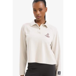 Defacto D6152 Bej DeFactoFit NBA Los Angeles Lakers Polo Yaka Pike Sweatshirt