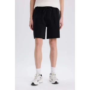 Defacto B8673 Siyah %100 Pamuk Slim Fit Dar Kesim Dar Paça Cepli Basic Düz Şort