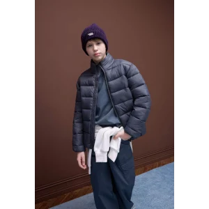 Defacto D5900 Antrasit Erkek Çocuk Su İtici Fermuarlı Cepli Basic Düz Şişme Mont