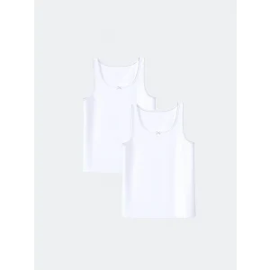 LCW Kids Beyaz Bisiklet Yaka Kız Çocuk Atlet 2li