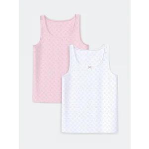 LCW Kids Beyaz Bisiklet Yaka Kız Çocuk Atlet 2li