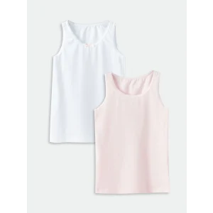 LCW Kids Beyaz Bisiklet Yaka Basic Kız Çocuk Atlet 2li