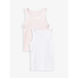 LCW Kids Beyaz Bisiklet Yaka Kendinden Desenli Kız Çocuk Atlet 2li