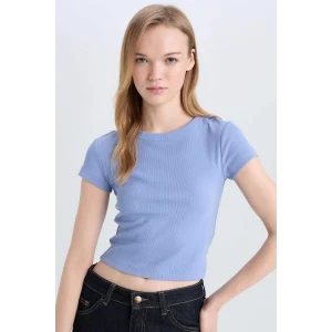Defacto E0287 Mavi Coool Fitted Basic Düz Fitilli Kaşkorse Kısa Kollu Tişört