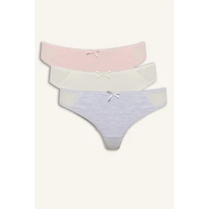 Defacto E7669 Pembe Dantel Detaylı 3lü Tanga-Fall in Love