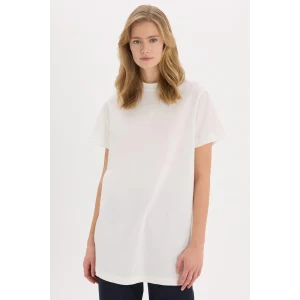 Defacto A8351 Ekru Regular Fit Bisiklet Yaka Basic Düz Kısa Kollu Tesettür Tişört Tunik