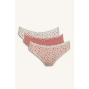 Defacto E7663 Bordo Dantel Detaylı 3lü Brief Külot-Fall in Love