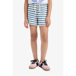 Defacto A2466 Mavi Kız Çocuk Beli Lastikli Çizgili Şort