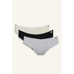 Defacto D6404 Gri Ribana 3lü Askılı Brief Külot-Fall in Love