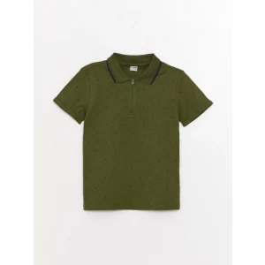 LCW Kids Yeşil Polo Yaka Baskılı Kısa Kollu Erkek Çocuk Tişört