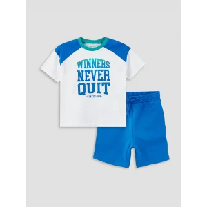 LCW baby Beyaz Bisiklet Yaka Erkek Bebek Tişört ve Şort 2li