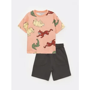 LCW baby Mercan Bisiklet Yaka Kısa Kollu Erkek Bebek Tişört ve Şort 2li Takım