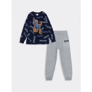 LCW Kids Lacivert Bisiklet Yaka Polar Erkek Çocuk Pijama Takımı