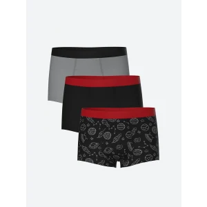 LCW Kids Siyah Baskılı Erkek Çocuk Boxer 3lü