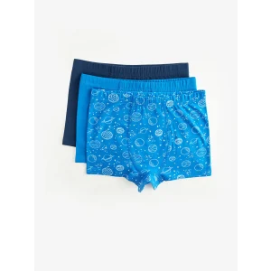 LCW Kids Mavi Baskılı Pamuklu Erkek Çocuk Boxer 3lü
