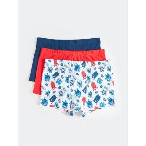 LCW Kids Beyaz Baskılı Pamuklu Erkek Çocuk Boxer 3lü