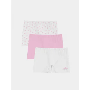 LCW Kids Beyaz Baskılı Kız Çocuk Boxer 3lü