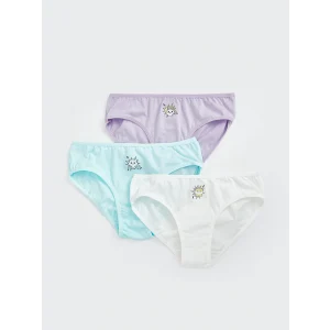 LCW Kids Ekru Baskılı Pamuklu Kız Çocuk Külot 3lü