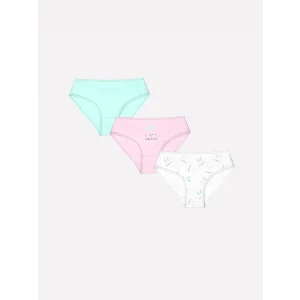 LCW Kids Beyaz Baskılı Kız Çocuk Külot 3lü