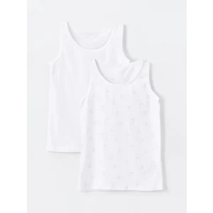 LCW Kids Beyaz Bisiklet Yaka Kız Çocuk Atlet 2li