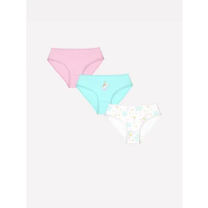 LCW Kids Beyaz Baskılı Kız Çocuk Külot 3lü