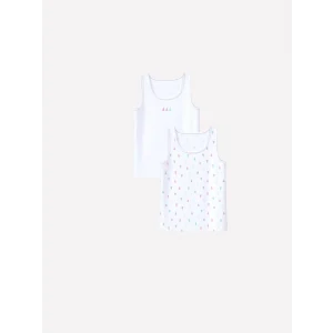 LCW Kids Beyaz Baskılı Kız Çocuk Atlet 2li