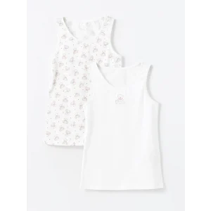 LCW Kids Ekru Bisiklet Yaka Kız Çocuk Atlet 2li