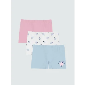 LCW Kids Beyaz Baskılı Kız Çocuk Boxer 3lü