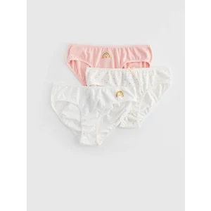 LCW Kids Ekru Baskılı Pamuklu Kız Çocuk Külot 3lü