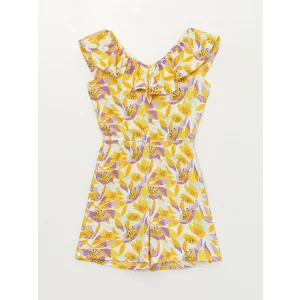 LC WAIKIKI Karişik Kayık Yaka Desenli Kız Çocuk Tulum