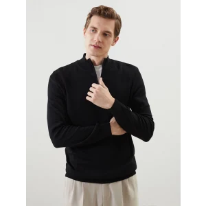 LCWAIKIKI Classic Siyah Dik Yaka Uzun Kollu Erkek Triko Kazak
