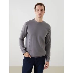 LCWAIKIKI Classic Yeşil Bisiklet Yaka Uzun Kollu Baskılı Erkek Sweatshirt