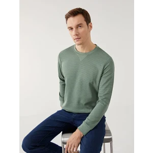 LCWAIKIKI Classic Yeşil Bisiklet Yaka Uzun Kollu Erkek Sweatshirt