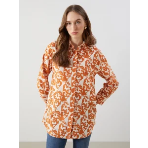 LCW Modest Turuncu Desenli Oversize Kadın Gömlek Tunik
