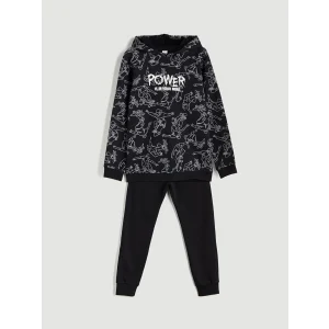 LCW Kids Siyah Kapüşonlu Erkek Çocuk Eşofman Takım