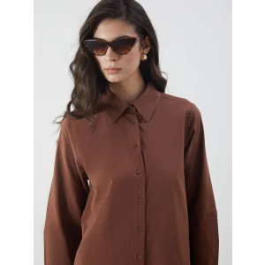 LCW Modest Kahverengi Regular Fit Kadın Gömlek Tunik