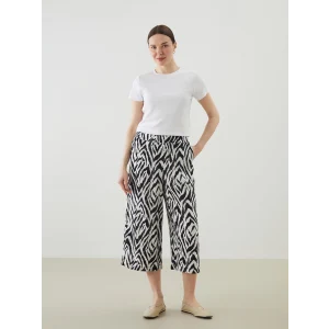 LCW Grace Siyah Beli Lastikli Desenli Kadın Kapri