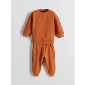 LCW baby Turuncu Bisiklet Yaka Erkek Bebek Sweatshirt ve Eşofman Alt 2li