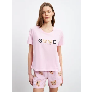 LCW Young Pembe Ayı Teddy Baskılı Kadın Şortlu Pijama Takımı