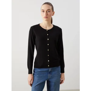 LCWAIKIKI Classic Siyah Bisiklet Yaka Kadın Triko Hırka