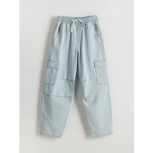 LCW Kids Indigo Beli Lastikli Erkek Çocuk Kargo Jean Pantolon