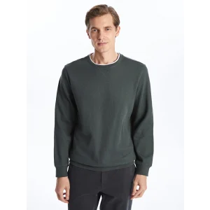 LCWAIKIKI Classic Yeşil Bisiklet Yaka Uzun Kollu Erkek Sweatshirt