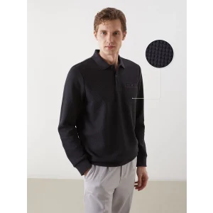 LCWAIKIKI Classic Antrasit Polo Yaka Uzun Kollu Erkek Sweatshirt