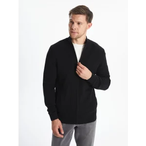 LCWAIKIKI Classic Siyah Standart Kalıp Dik Yaka Erkek Triko Hırka